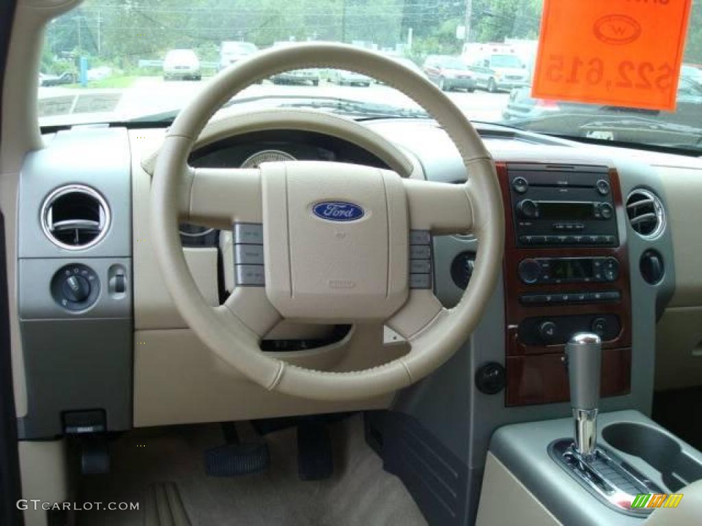 2005 F150 Lariat SuperCrew 4x4 - Dark Toreador Red Metallic / Tan photo #13