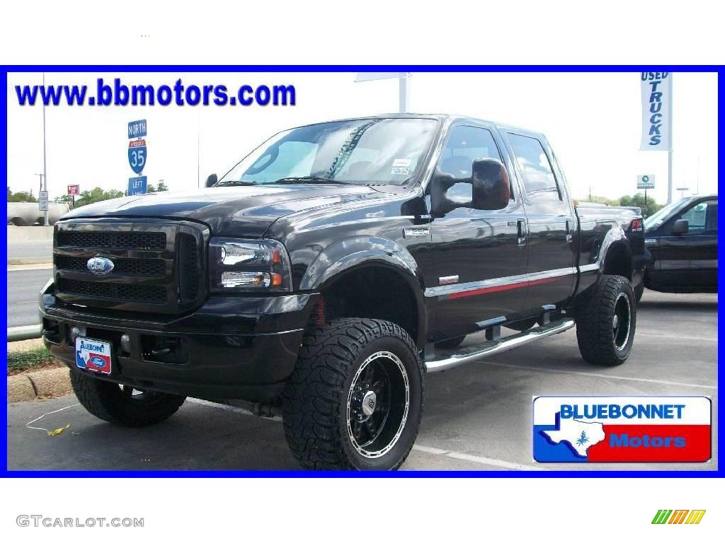 2007 F250 Super Duty Lariat Outlaw Crew Cab 4x4 - Black / Black/Red Leather photo #1