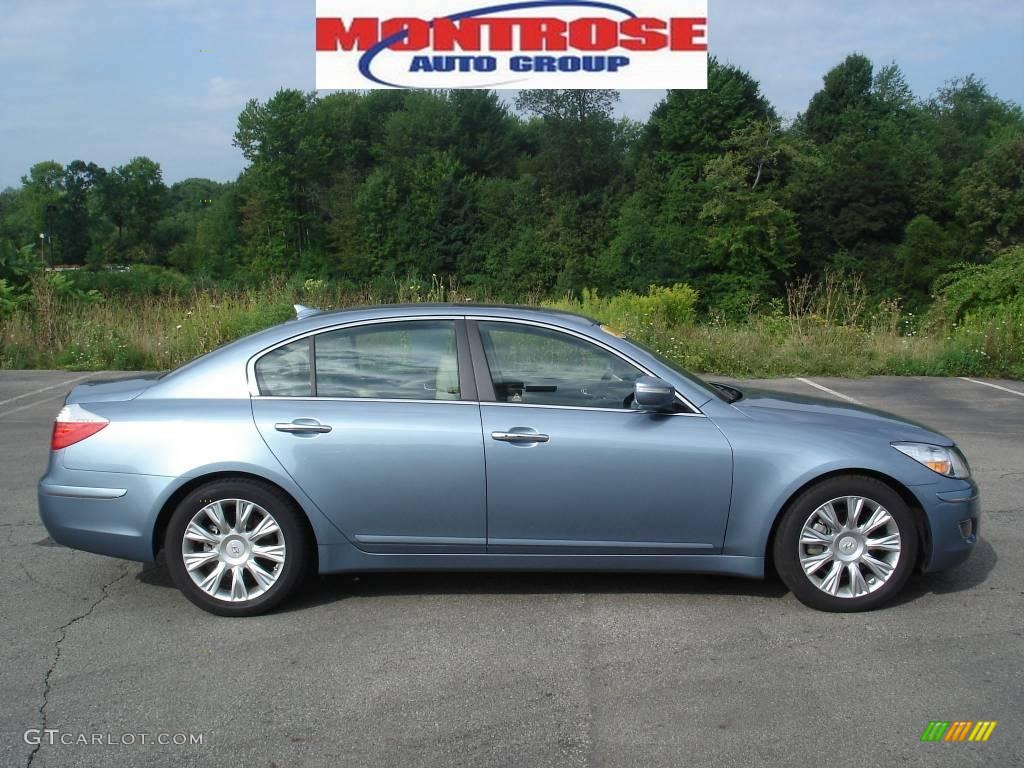 2009 Genesis 3.8 Sedan - Sterling Blue Metallic / Beige photo #1