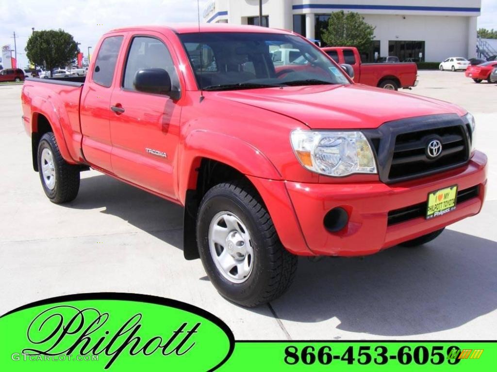 2006 Tacoma Access Cab 4x4 - Radiant Red / Taupe photo #1