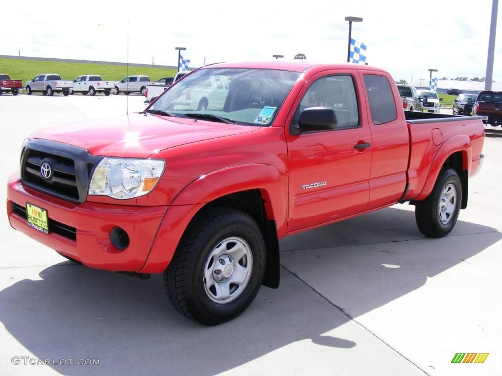 2006 Tacoma Access Cab 4x4 - Radiant Red / Taupe photo #7