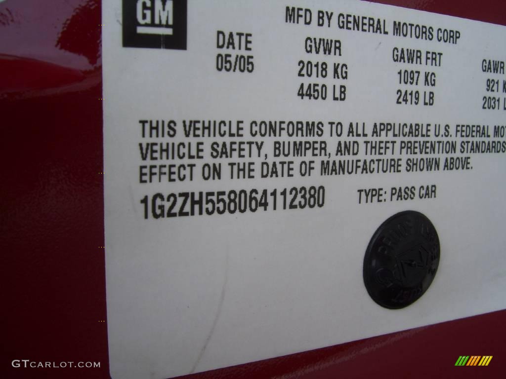 2006 G6 GT Sedan - Crimson Red / Ebony photo #14