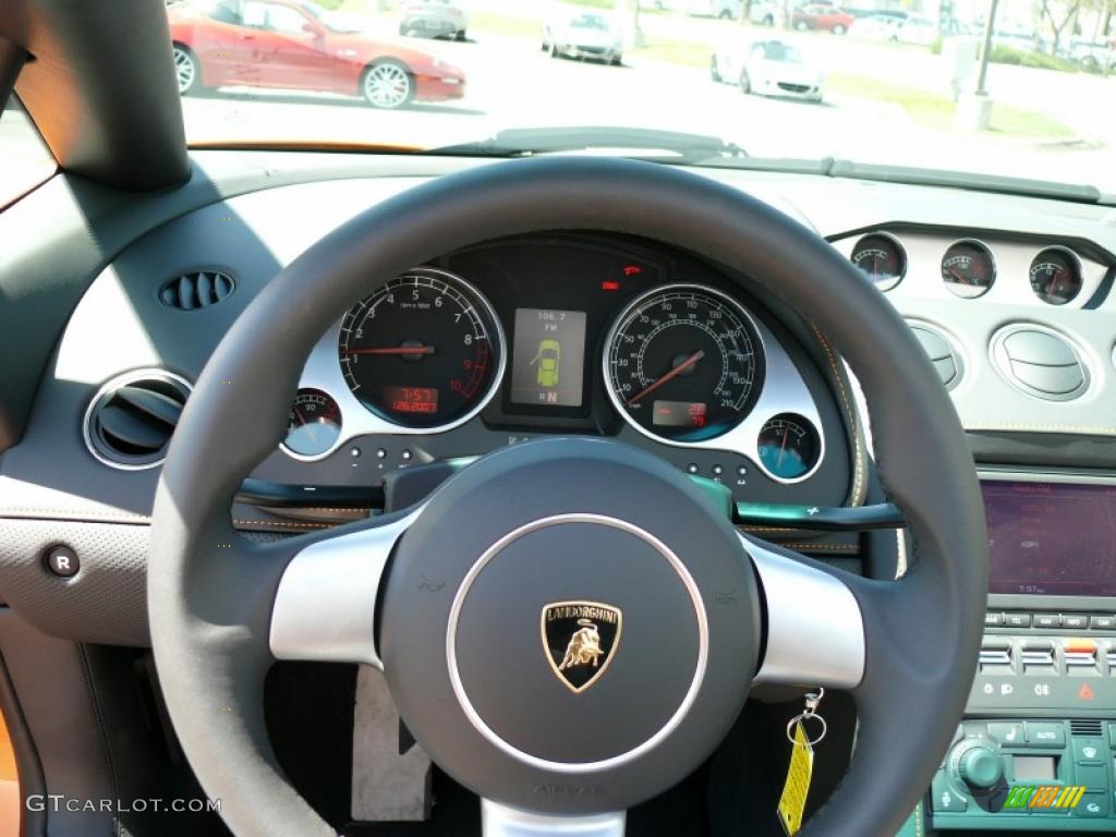 2008 Lamborghini Gallardo Spyder Nero Perseus Steering Wheel Photo #16360580