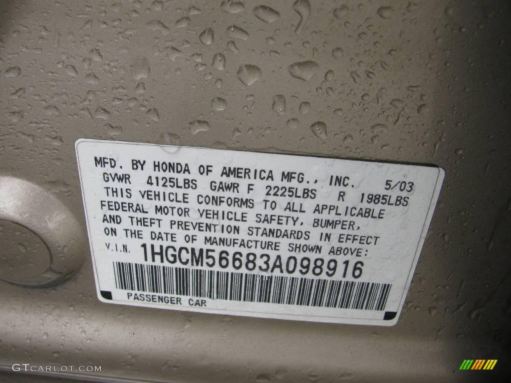 2003 Accord EX-L Sedan - Desert Mist Metallic / Ivory photo #19