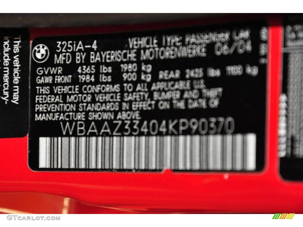 2004 3 Series 325i Sedan - Electric Red / Black photo #11