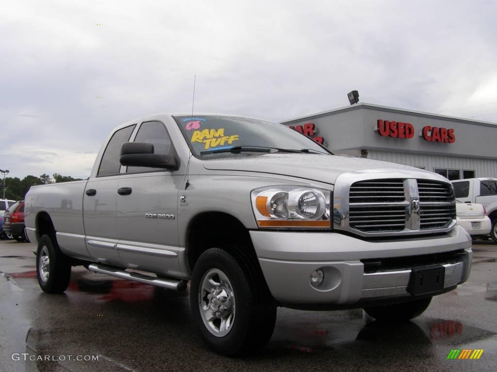 2006 Ram 3500 Laramie Quad Cab 4x4 - Bright Silver Metallic / Medium Slate Gray photo #1