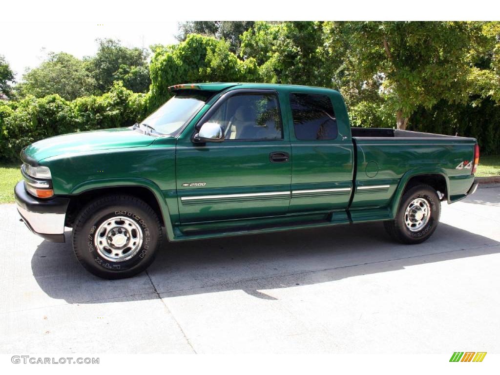 1999 Silverado 2500 LS Extended Cab 4x4 - Meadow Green Metallic / Medium Oak photo #2