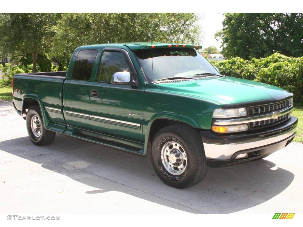 1999 Silverado 2500 LS Extended Cab 4x4 - Meadow Green Metallic / Medium Oak photo #10