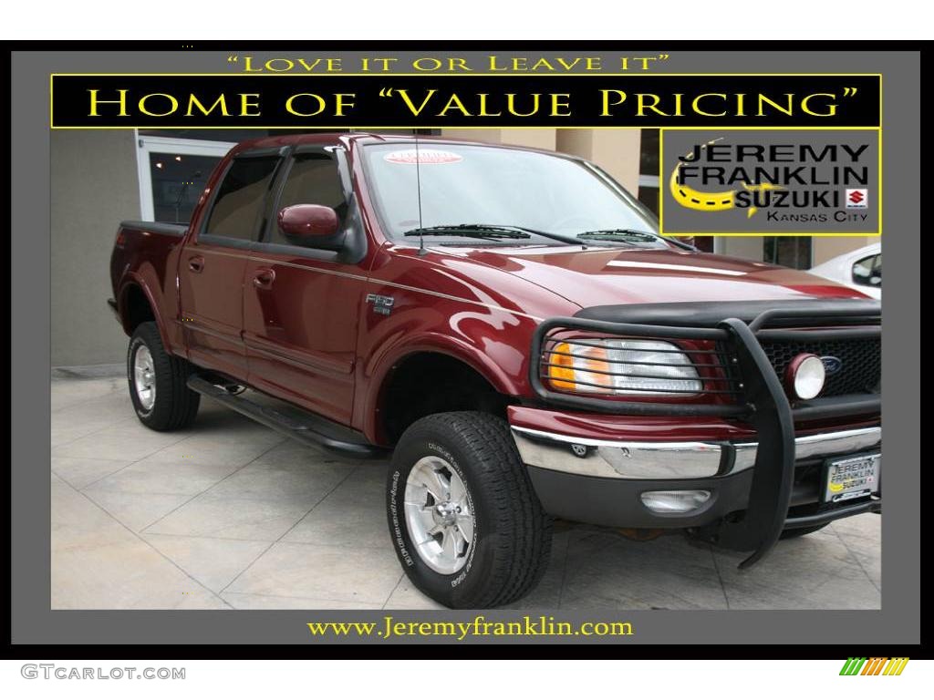 2003 F150 Lariat SuperCrew 4x4 - Toreador Red Metallic / Medium Parchment Beige photo #1