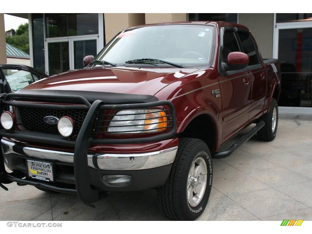 2003 F150 Lariat SuperCrew 4x4 - Toreador Red Metallic / Medium Parchment Beige photo #4