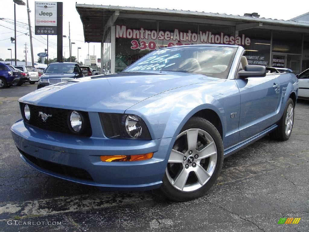 2006 Mustang GT Premium Convertible - Windveil Blue Metallic / Light Parchment photo #1