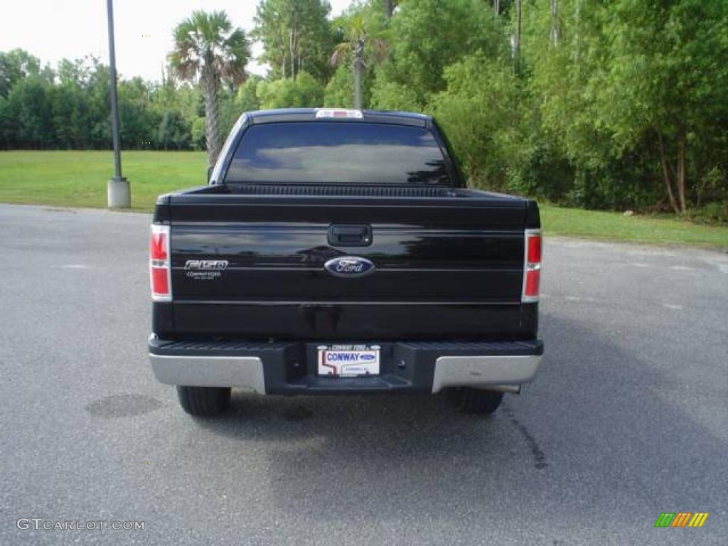 2009 F150 XLT SuperCrew 4x4 - Black / Stone/Medium Stone photo #6