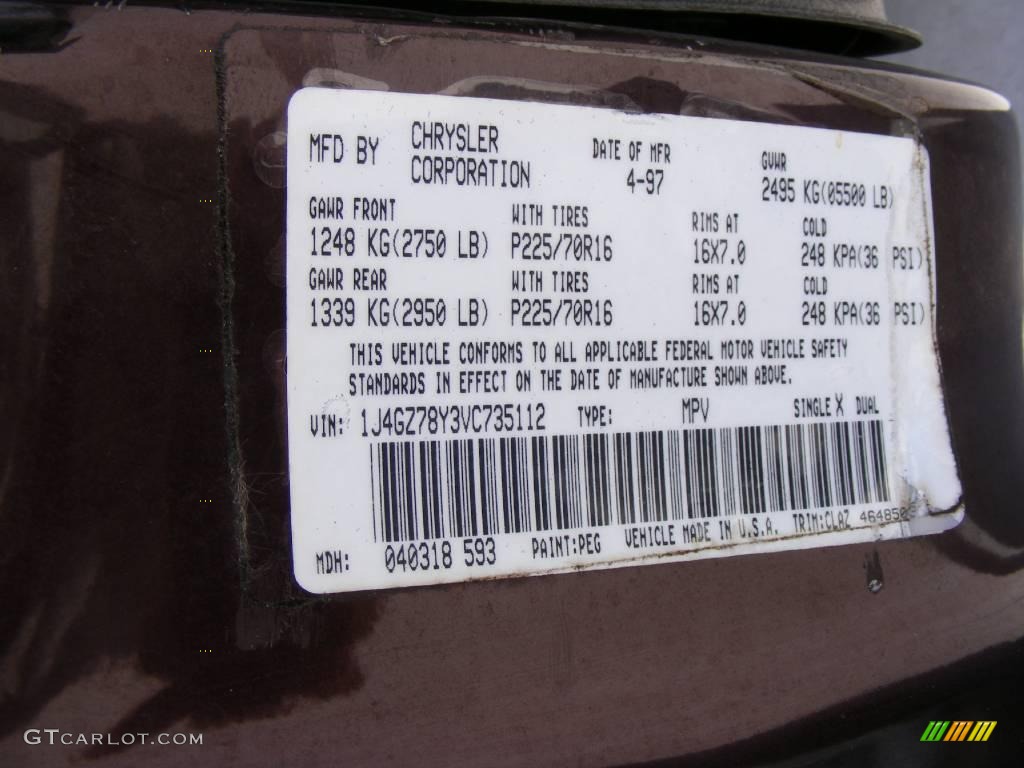 1997 Grand Cherokee Limited 4x4 - Dark Rosewood Pearl / Agate Black photo #43