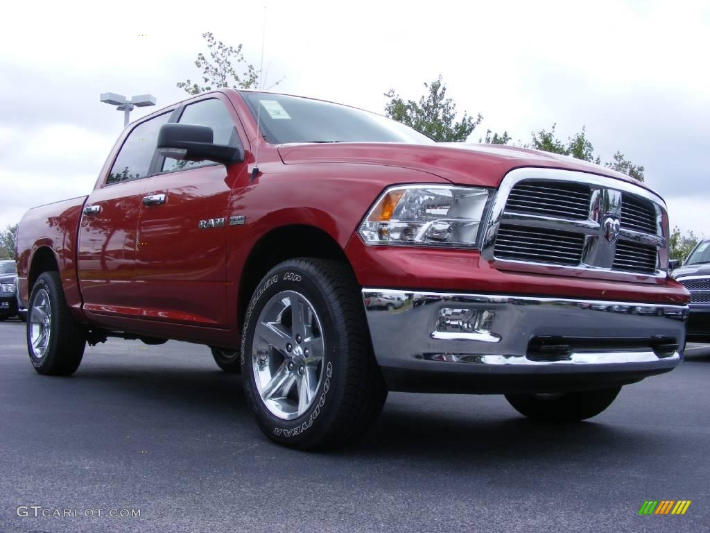 2009 Ram 1500 Big Horn Edition Crew Cab 4x4 - Inferno Red Crystal Pearl / Light Pebble Beige/Bark Brown photo #4