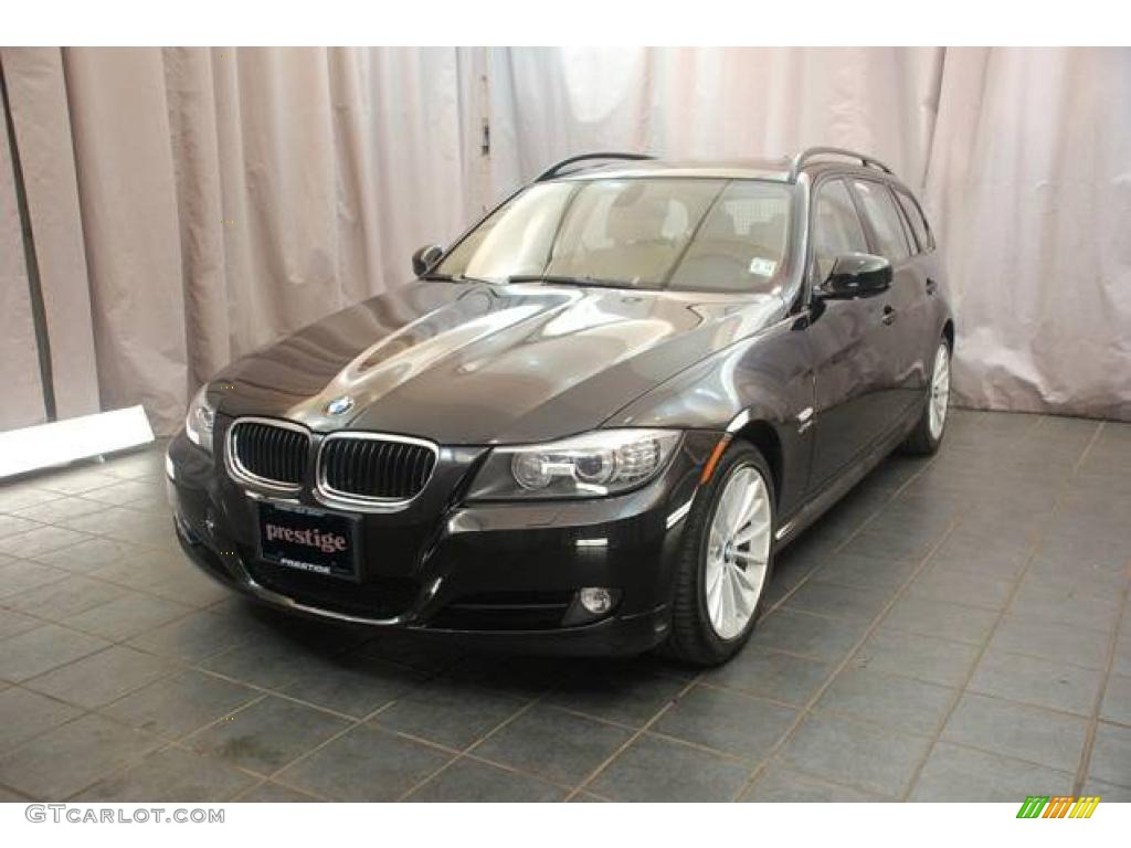 2009 3 Series 328xi Sport Wagon - Black Sapphire Metallic / Beige photo #1
