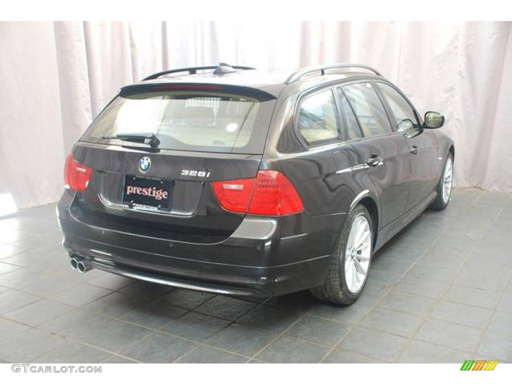 2009 3 Series 328xi Sport Wagon - Black Sapphire Metallic / Beige photo #2