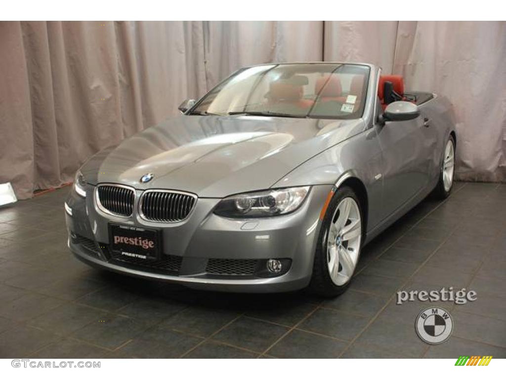 2009 3 Series 335i Convertible - Space Grey Metallic / Coral Red/Black Dakota Leather photo #1