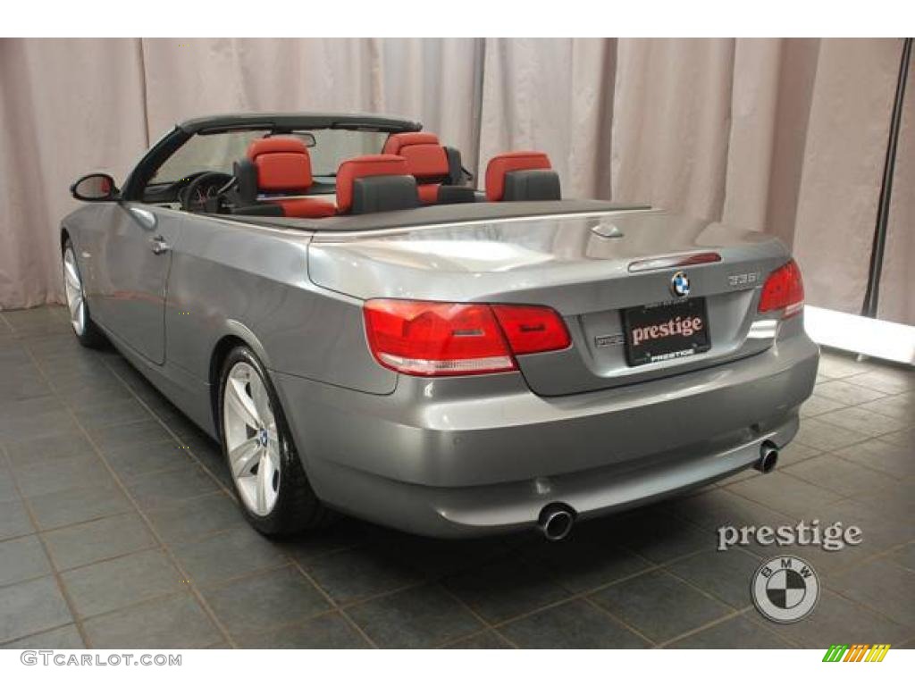 2009 3 Series 335i Convertible - Space Grey Metallic / Coral Red/Black Dakota Leather photo #3