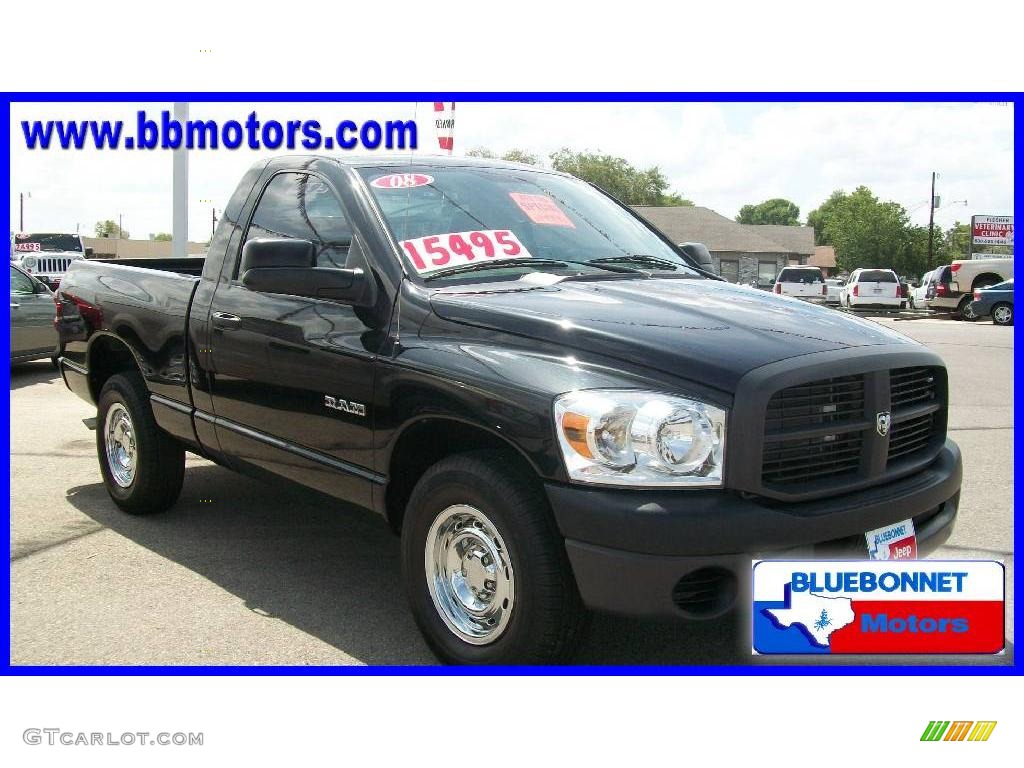 2008 Ram 1500 ST Regular Cab - Brilliant Black Crystal Pearl / Medium Slate Gray photo #4