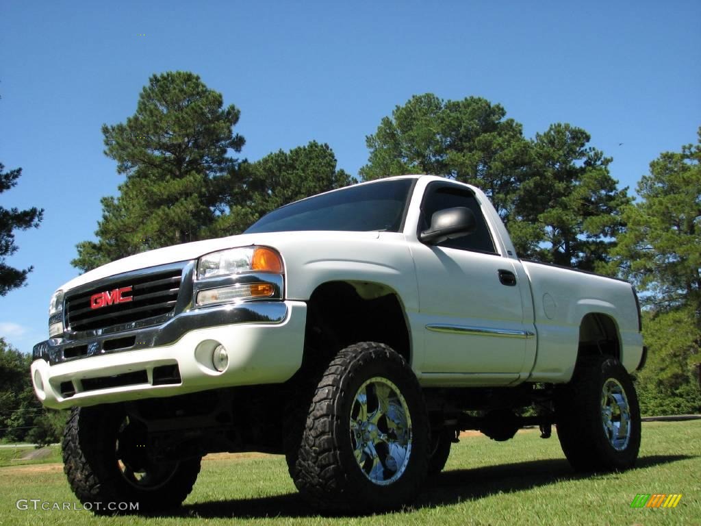 2005 Sierra 1500 SLE Regular Cab 4x4 - Summit White / Neutral photo #2