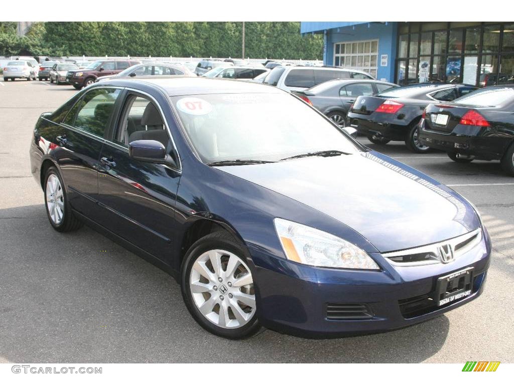 2007 Accord SE V6 Sedan - Royal Blue Pearl / Gray photo #3
