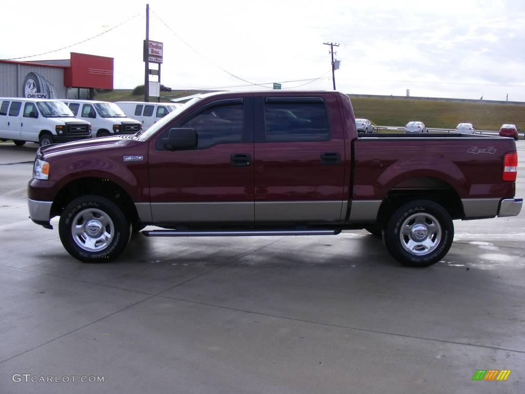 2006 F150 XLT SuperCrew 4x4 - Dark Toreador Red Metallic / Tan photo #2