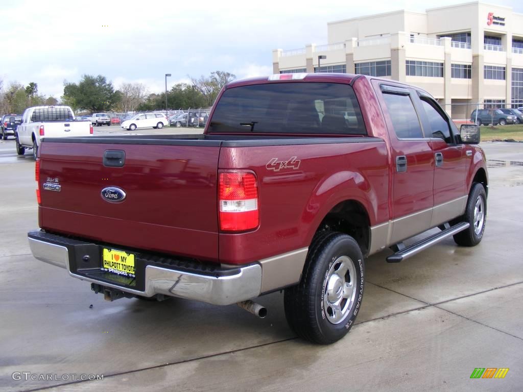 2006 F150 XLT SuperCrew 4x4 - Dark Toreador Red Metallic / Tan photo #6