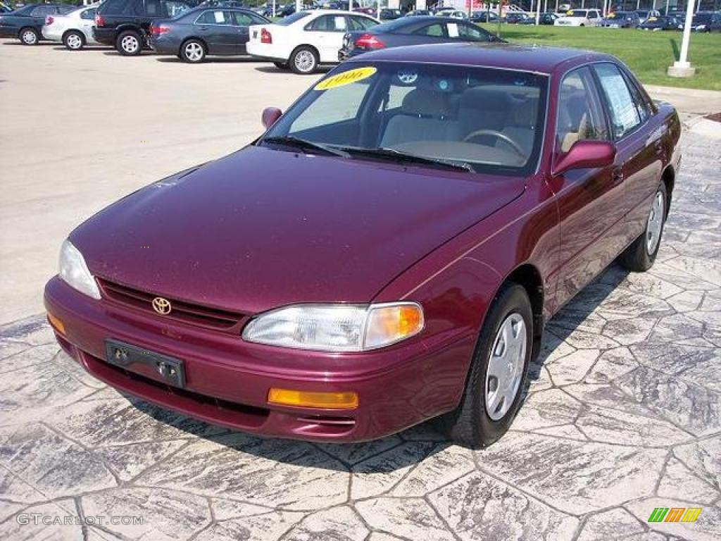 1996 Camry LE V6 Sedan - Ruby Red Pearl / Beige photo #2