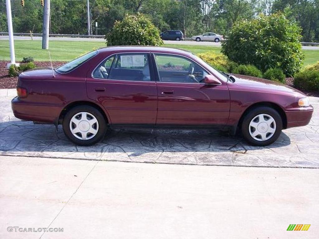 1996 Camry LE V6 Sedan - Ruby Red Pearl / Beige photo #3