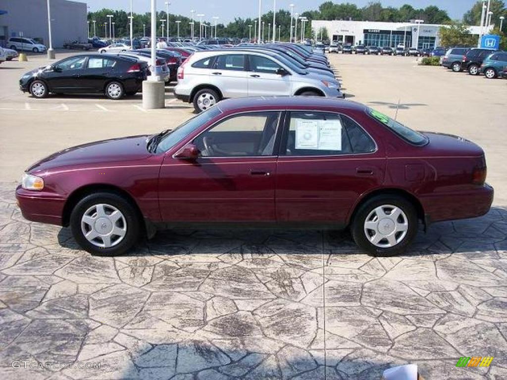 1996 Camry LE V6 Sedan - Ruby Red Pearl / Beige photo #4
