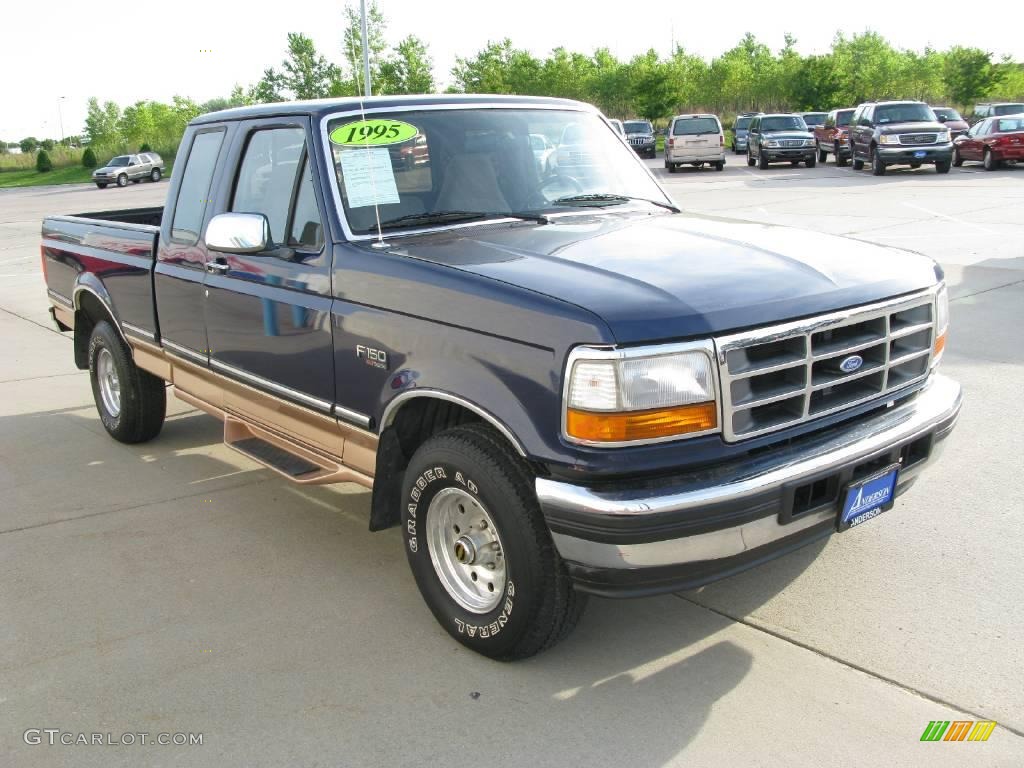 1995 F150 Eddie Bauer Extended Cab 4x4 - Medium Royale Blue Pearl / Beige photo #3