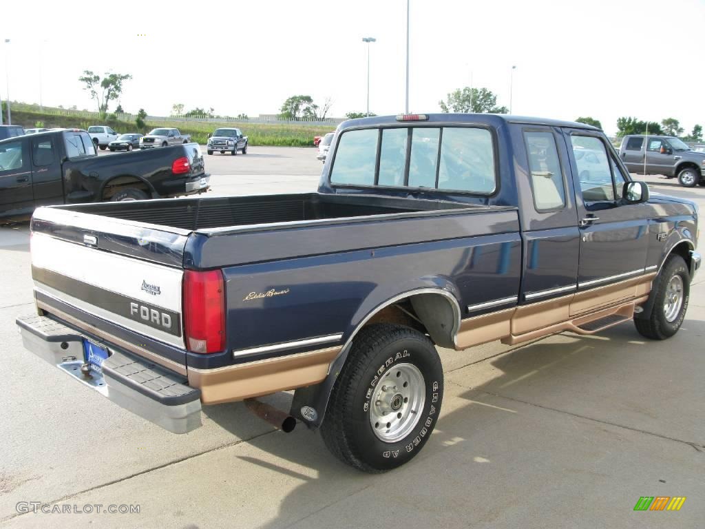 1995 F150 Eddie Bauer Extended Cab 4x4 - Medium Royale Blue Pearl / Beige photo #4