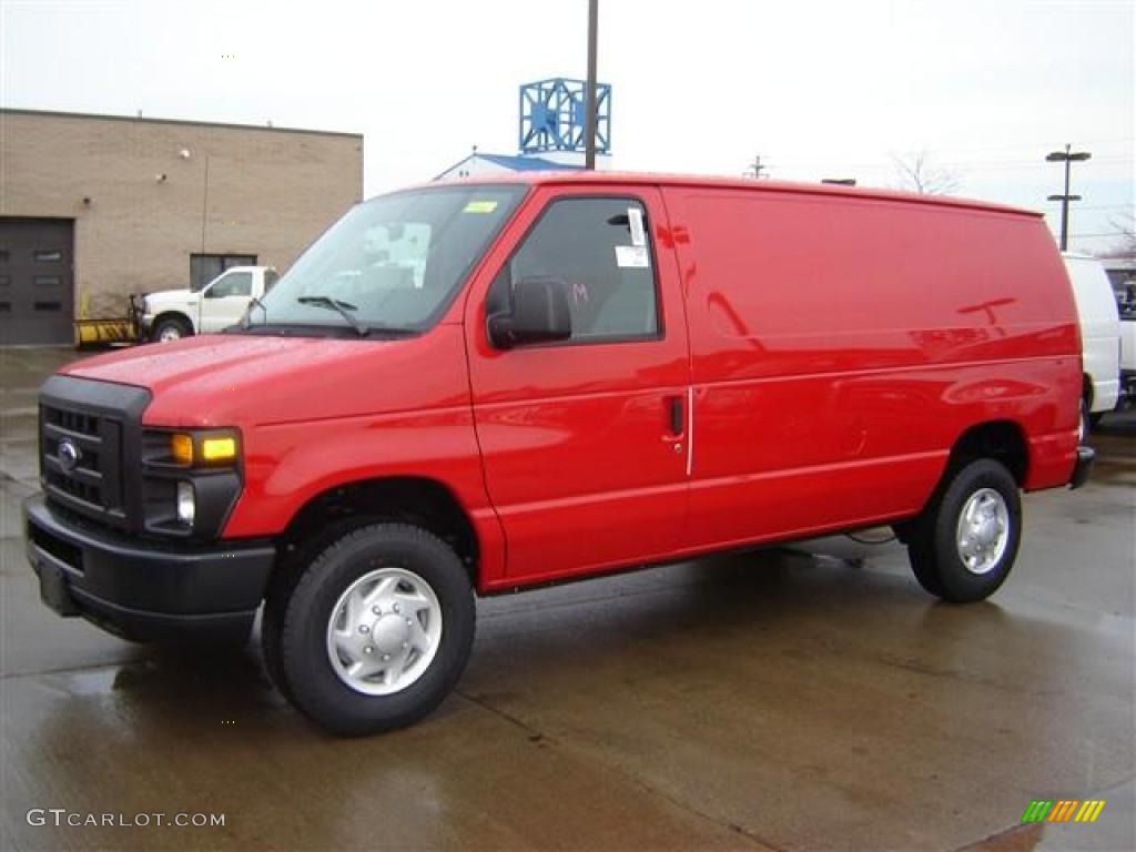 2009 E Series Van E250 Super Duty Cargo - Red / Medium Flint photo #1