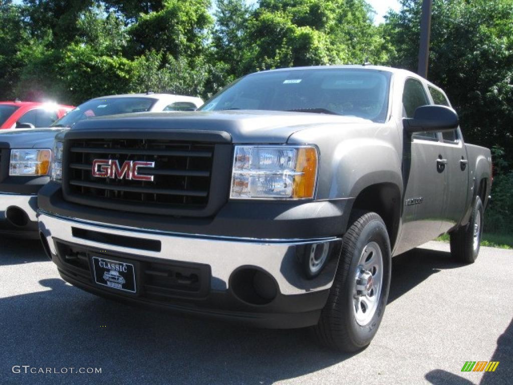 2009 Sierra 1500 Work Truck Crew Cab 4x4 - Steel Gray Metallic / Dark Titanium photo #1