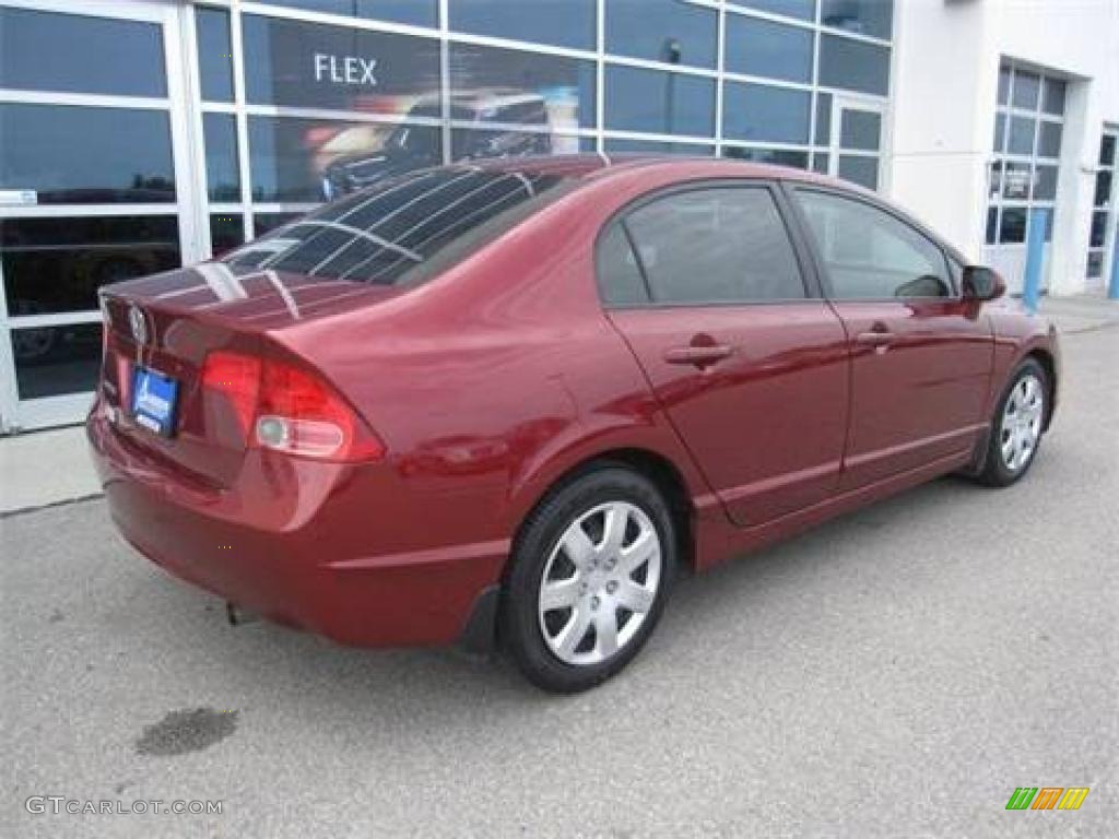 2007 Civic LX Sedan - Tango Red Pearl / Ivory photo #3