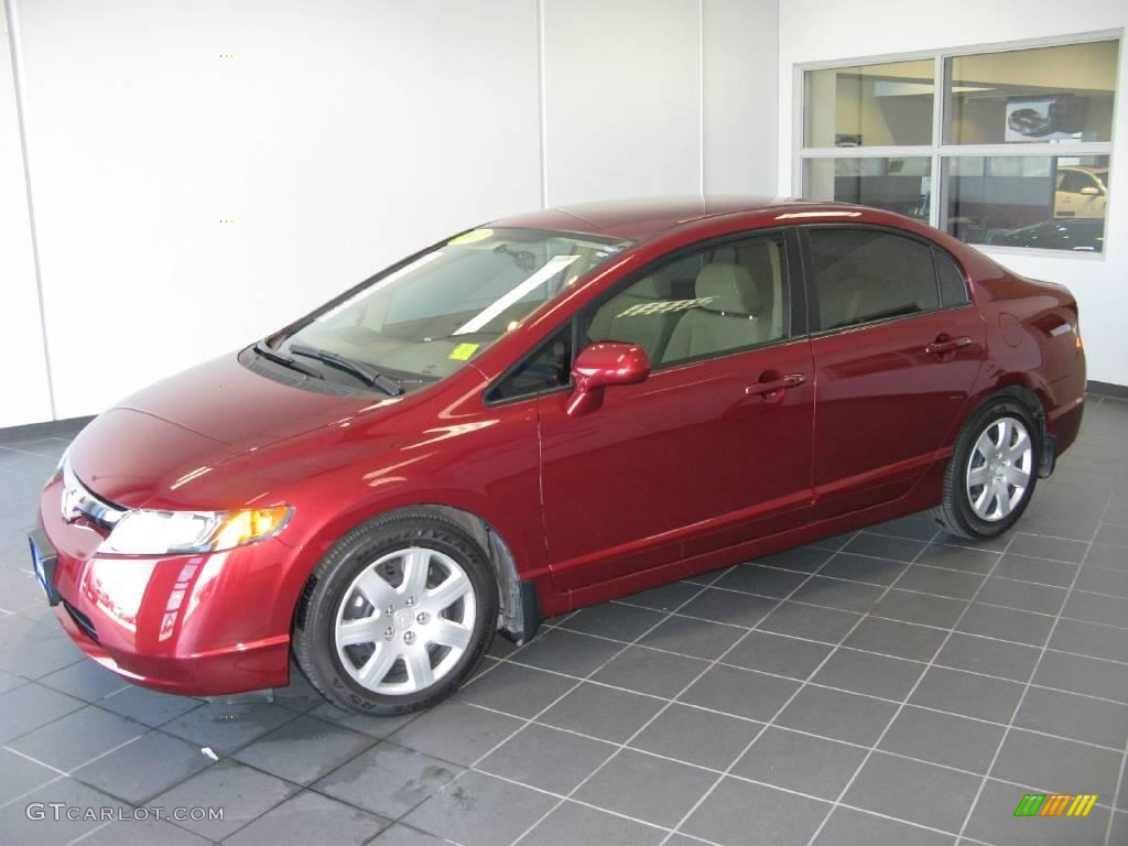 2007 Civic LX Sedan - Tango Red Pearl / Ivory photo #17