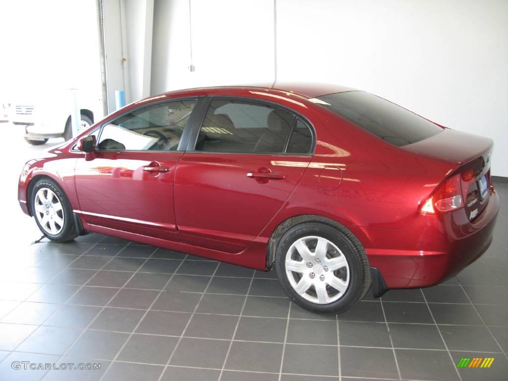 2007 Civic LX Sedan - Tango Red Pearl / Ivory photo #22