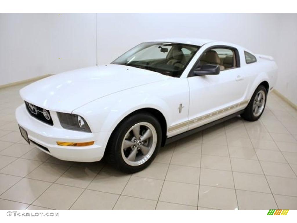 2006 Mustang V6 Premium Coupe - Performance White / Light Parchment photo #3