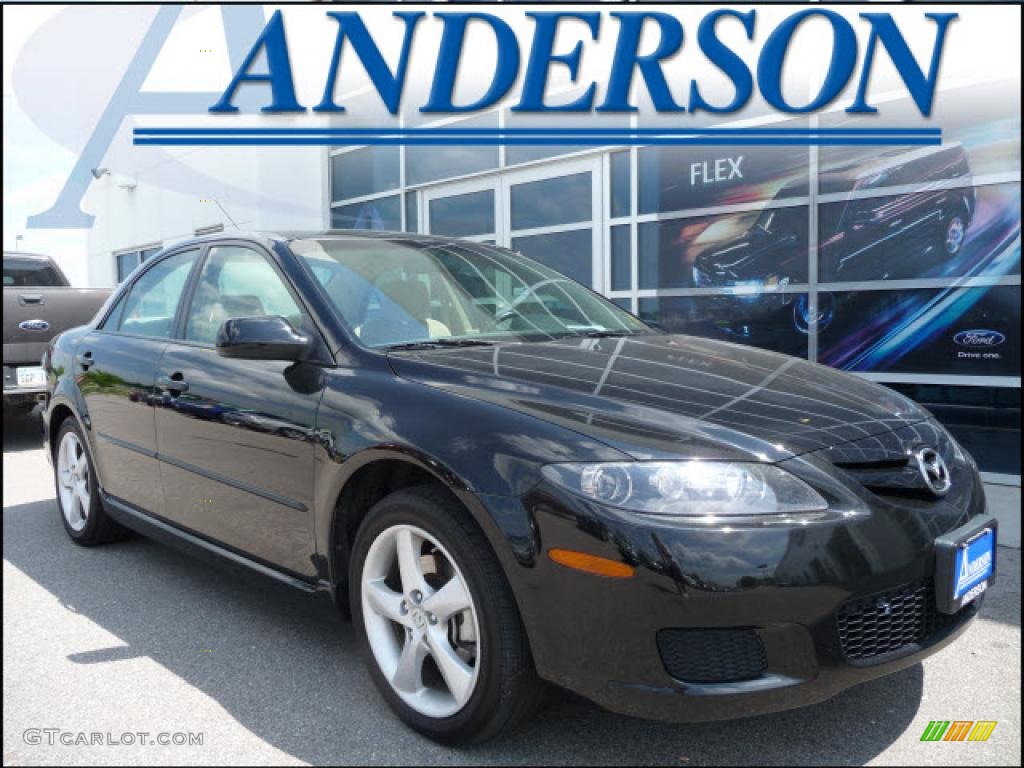 2008 MAZDA6 i Sport Sedan - Onyx Black / Beige photo #1