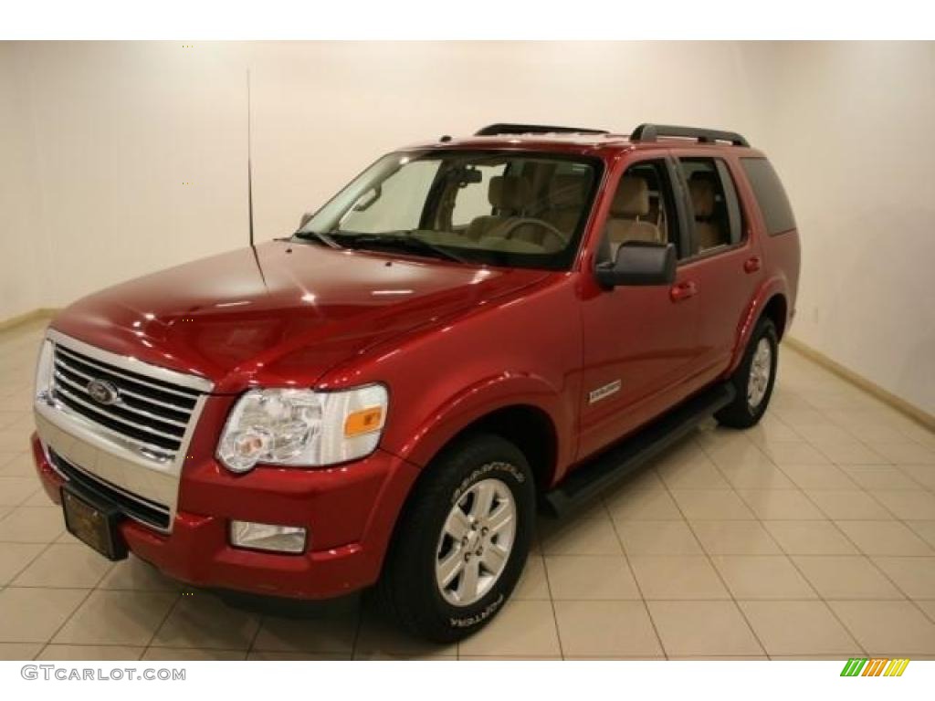 2008 Explorer XLT 4x4 - Redfire Metallic / Camel photo #3