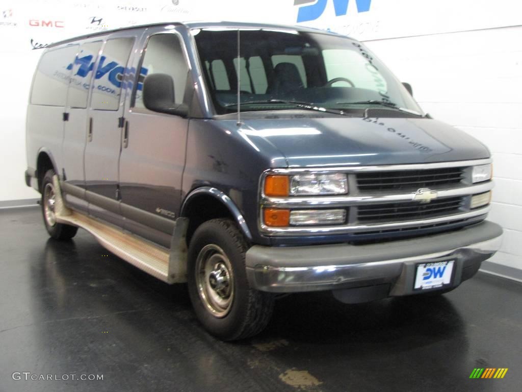 1999 Express 2500 LS Passenger Van - Cadet Blue Metallic / Blue photo #1