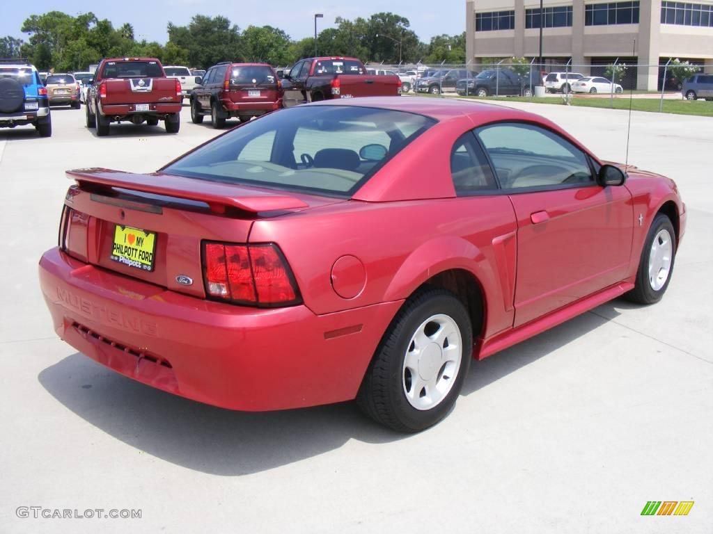 2001 Mustang V6 Coupe - Laser Red Metallic / Medium Parchment photo #3