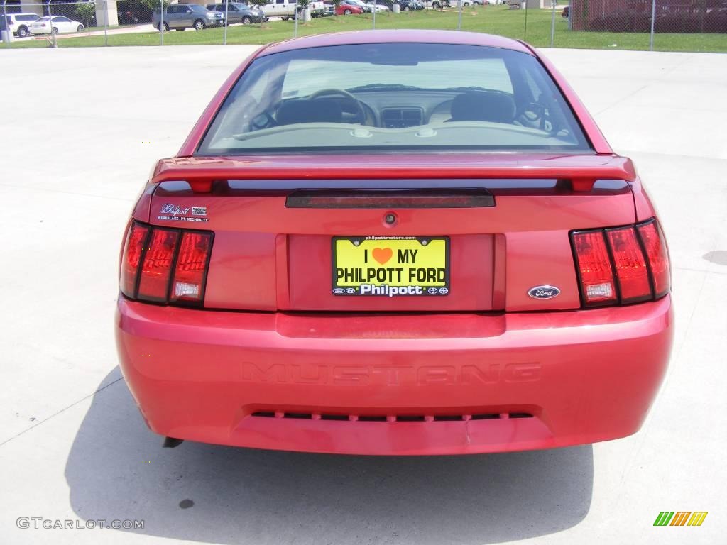 2001 Mustang V6 Coupe - Laser Red Metallic / Medium Parchment photo #4