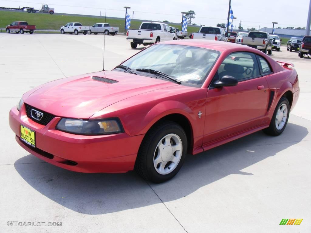 2001 Mustang V6 Coupe - Laser Red Metallic / Medium Parchment photo #7