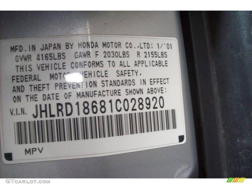2001 CR-V EX 4WD - Satin Silver Metallic / Dark Gray photo #27