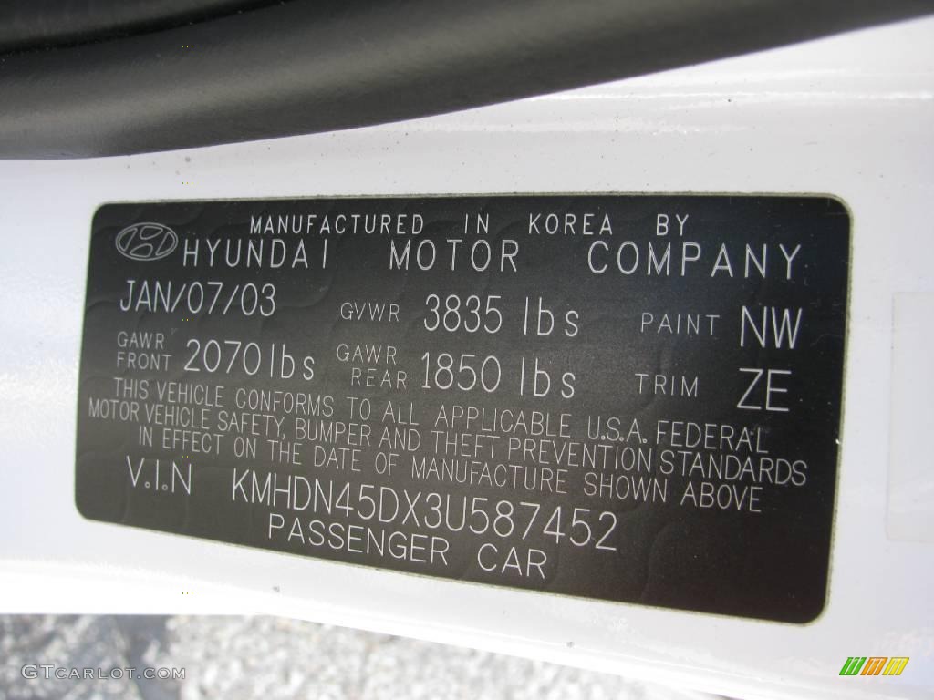 2003 Elantra GLS Sedan - Nordic White / Beige photo #14