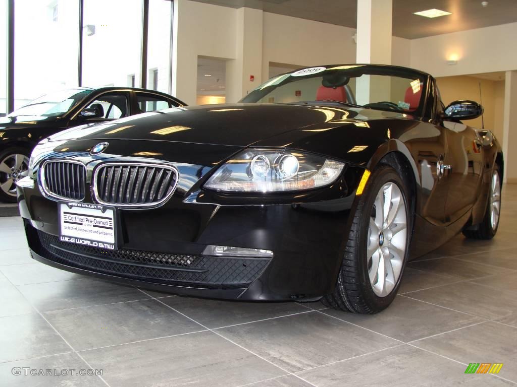 2006 Z4 3.0i Roadster - Jet Black / Dream Red photo #1