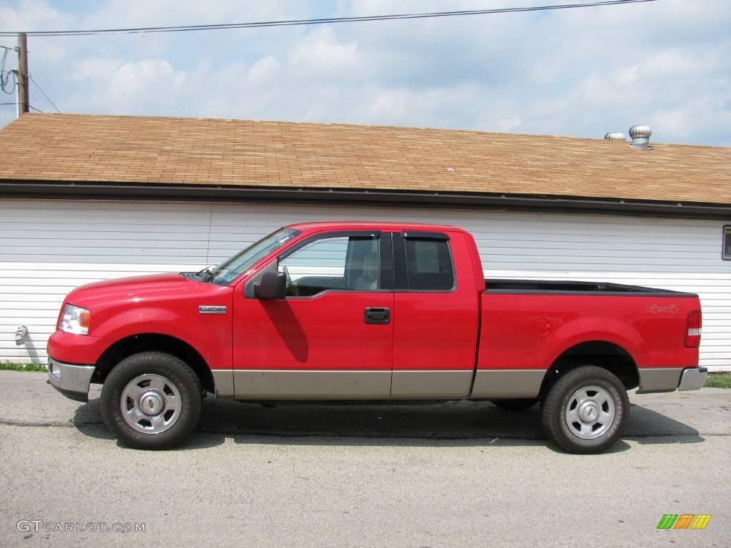 2004 F150 XLT SuperCab 4x4 - Bright Red / Tan photo #1