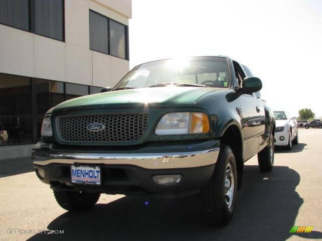 1999 F150 XLT Extended Cab 4x4 - Woodland Green Metallic / Medium Graphite photo #2