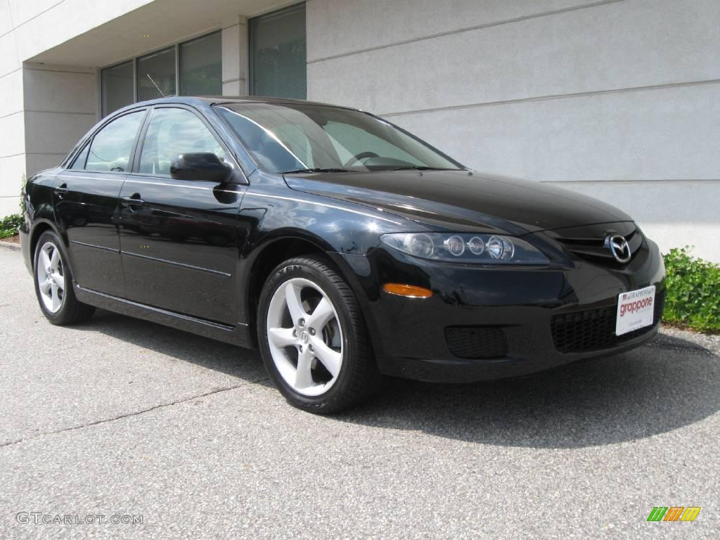 2007 MAZDA6 i Sport Sedan - Onyx Black / Beige photo #1